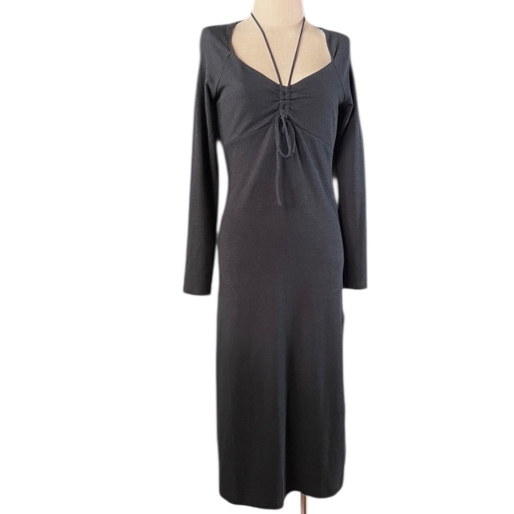 Anthropologie Tie-Front Fitted Midi Dress Small - Picture 4 of 10